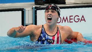 Katie Ledecky wins gold in 1500m freestyle with new Olympic record [upl. by Gerome]