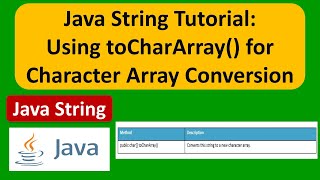 Java String Using toCharArray for Character Array Conversion  Java Tutorial [upl. by Floeter138]