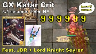 BB iRO GX Katar Crit Dmg Test  quot100m HP in 35 secsquot  Feat 16 JDR amp Lord Knight Seyren [upl. by Nawrocki657]