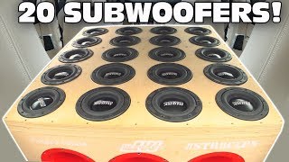 BIGGEST 65quot Subwoofer Setup EVER 20 SUNDOWN Subs w Sound System DEMO amp 2 12quot Ported Subwoofers [upl. by Elinad296]