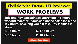 Work Problem Civil Service Exam Math Review [upl. by Vander291]