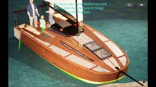 65m SCOW Sail Yacht MultiChine Hull Plywood Epoxy ArchitectureampDesign Andrei Rochian [upl. by Noreik922]