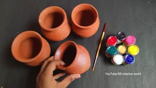 4 Easy Matki Painting Ideas  DIY Pot Decoration [upl. by Edora]