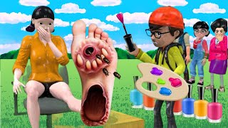 Scary Teacher 3D vs Squid Game Feet Treatment with Doll and Granny or Error 5 Times Challenge [upl. by Hinze]