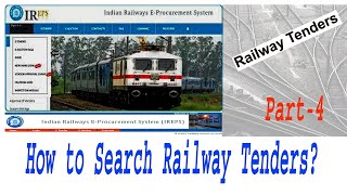 PART4  IREPS Tender Search I Railway Tender Search I Railway Tender I Railway Active Tender [upl. by Ellord]