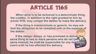 Article 1165  Civil Code of the Philippines [upl. by Leeda970]