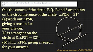 A Collection of Maths Problem Solving Questions474 Finding Angles  Circle Theorems [upl. by Enilreug]