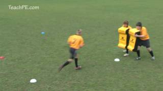 Offload through tackle 1v2  basic rugby drill [upl. by Eniruam533]