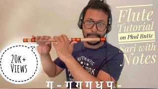 Phul Butte Saari Female version Milan Newar  Flute Tutorial With Notes  instrumental [upl. by Lovash]