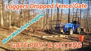 Replacing Gate PostSetting Gate BackHomeWithUs loggers fencing gate fencerepair [upl. by Mun]