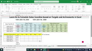 How to Calculate Incentives based on Targets and Achievements in Excel  Sales Incentive Calculation [upl. by Proctor]