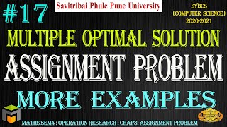 17 Assignment Problem More Examples  Multiple Optimal Solution  OR  SYBCS  SPPU  Hindi [upl. by Allenad]