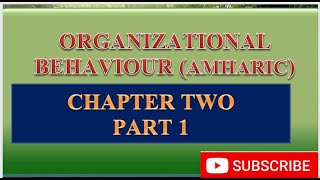 organizational behavior chapter 2 part 1 Amharic 2023 high quality [upl. by Neumeyer]