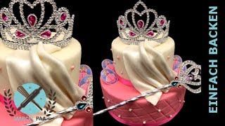 2Stöckige Prinzessinnen Torte mit Diadem und Zepter  Turtorial [upl. by Ttenaj916]