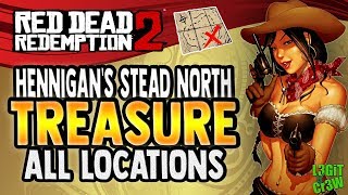 ❌ Red Dead Redemption 2 Online 💰 HENNIGANS STEAD NORTH Treasure Map Location  All Locations RDR2 [upl. by Savannah]