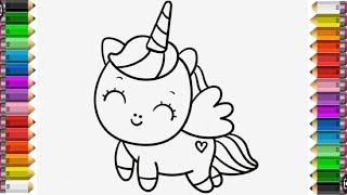 how to draw cute baby unicorn easy stepbystep unicorn drawing and colouring unicorn drawing easy [upl. by Scotney]