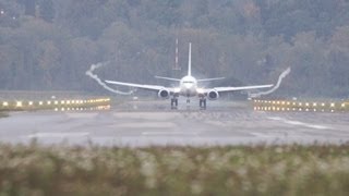 Germania Boeing 73775B DAGET Landing at Airport BernBelp  Wing Vortex [upl. by Marlena]