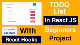 To Do List App in React JS  React JS Projects For Beginners  React JS Projects [upl. by Airetahs]