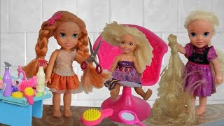 Chelsea Cuts Her Hair  Elsa amp Anna Toddlers Makeover PlayDate Barbie Doll Stories Toys In Action [upl. by Fendig301]