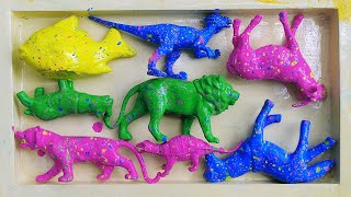 Washing Sewa Cartoon Shark Shark Rhino saur Fish Goose Cow Sheep Toys by Hand [upl. by Anived87]