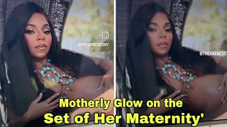 Ashanti Radiates Glamour amp Motherly Glow on the Set of Her Maternity Photo Shoot [upl. by Annehsat142]