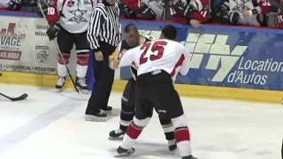 Steve Bosse vs Jaques Dube Summum Chiefs Vs Quebec Vintage LNAH hockey Fight Jan 1 2009 [upl. by Chirlin]