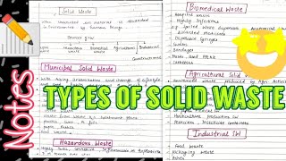 Types of solid waste industrial agricultural municipal hazardous biomedical 😎 [upl. by Ortensia]