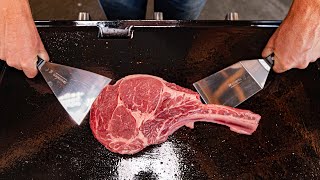 I use this TECHNIQUE to cook a thick Tomahawk on a Flat Top Griddle [upl. by Nehgaem]