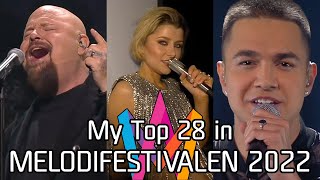 Melodifestivalen 2022  My Top 28 [upl. by Etakyram]