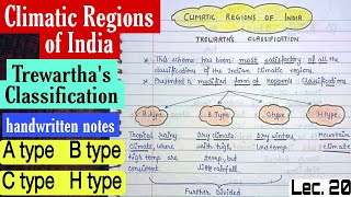 Climatic Regions of India Trewarthas Classification  A B C H type  Lec 20  An Aspirant [upl. by Daph]