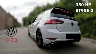 GOLF 75 GTI STAGE 2 350HP BULL X CATBACK ACCELERATION  DOWNPIPE POPSampBANGS [upl. by Attenyt655]