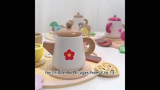 Afternoon Tea Set Toy Role Pretend Play Kitchen Toy Wooden Childrens Afternoon Tea Puzzle Toys [upl. by Amelie551]