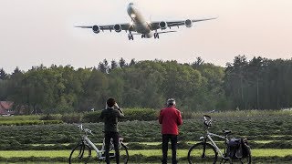 LAST LANDING of this AIRBUS A340600 before scrapping  Hot Air Balloon passing by  Good Bye 4K [upl. by Amalburga]