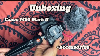 Unboxing my Canon EOS M50 Mark II  accessories  AESTHETIC ￼ [upl. by Eidok]