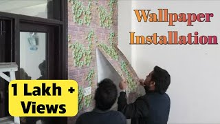 How To Hang SelfAdhesive Natural 3D Wallpaper  Wallpaper installation in India in Hindi [upl. by Auoy89]