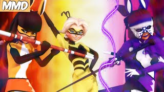 MMD Miraculous Ladybug  Queen Bee x Volpina DUET TRANSFORMATION  MINISODE part 1 Animation [upl. by Afatsuom]