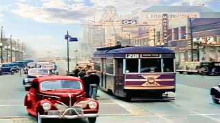 Chicago 1940s in color 60fps Remastered wsound design added [upl. by Arrak244]