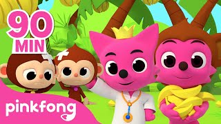 Monkey Banana and Five Little Monkeys Song  BEST Kids Songs Compilation  Pinkfong Baby Shark [upl. by Ellehcyar]