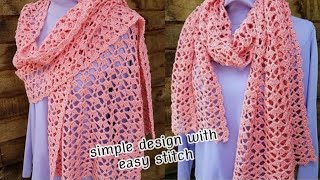 كيفية كروشية شال مستطيل رائع وبسيط مناسب للمبتدئين جدا crochetstudio1160 [upl. by Rosette595]