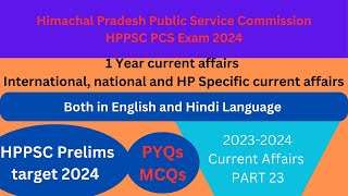 HPPSC  1 Year current affairs International national and HP Specific current affairs  part 23 [upl. by Wincer]