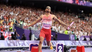 Canada wins Men’s 4x100m Relay Gold at Paris Olympics  Canada 4x100 Relay won by Andre de Grasse [upl. by Bully]