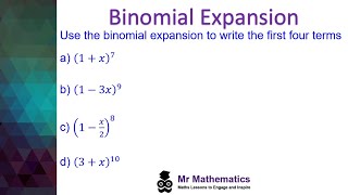 Binomial Expansion  AS Maths  Mr Mathematics [upl. by Nyraa115]