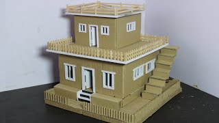 How To Make A Beautiful House With Cardboard  Cardboard House  School Project  DIY House Model [upl. by Caesaria]