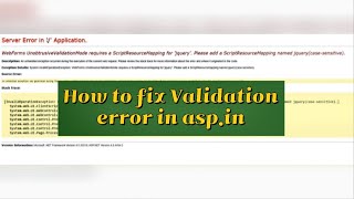 How to Solve Error When use Validation in project of Visual Studio 20122013 and 2015 [upl. by Eimilb]