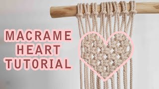 MACRAME HEART WALL HANGING TUTORIAL  CARA MEMBUAT MACRAME HIASAN DINDING [upl. by Emelda]