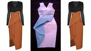 how to draft cut a peplum flounce dress [upl. by Niriam]