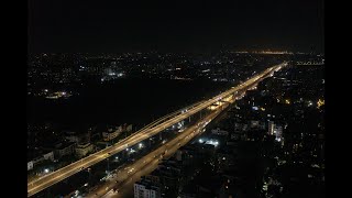 Elevated Expressway Dhaka  Drone View at Night [upl. by Marvel]