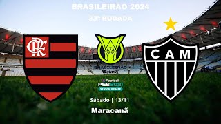 FLAMENGO x ATLÉTICOMG  BRASILEIRÃO 2024  33ª RODADA  Gameplay PES2021 [upl. by Esened743]