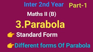 Inter second year3ParabolaPart1Standard FormDifferent forms of parabola [upl. by Eirbua]