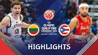 Final Lithuania 🇱🇹 vs Puerto Rico 🇵🇷  Highlights  FIBA OQT 2024 Puerto Rico [upl. by Bernj661]